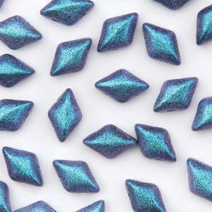 Mini GemDuo 2-Hole Diamond Shaped Bead, Polychrome Blueberry, 7.5 grams