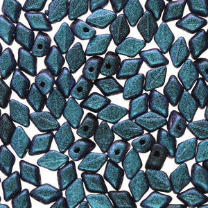 Mini GemDuo 2-Hole Diamond Shaped Bead, Polychrome Dark Capri Blue, 7.5 grams