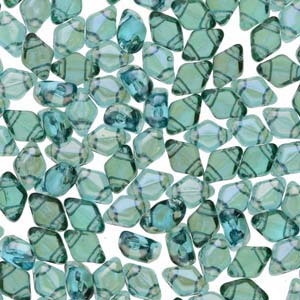 Mini GemDuo 2-Hole Diamond Shaped Bead, Aqua /Clarit, 7.5 grams