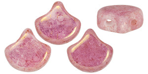 Ginko Beads, Topaz/Pink Luster Opaque White, 8 grams