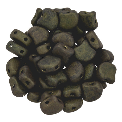Ginko Beads, Matte Luster Metallic Olivine, 8 grams