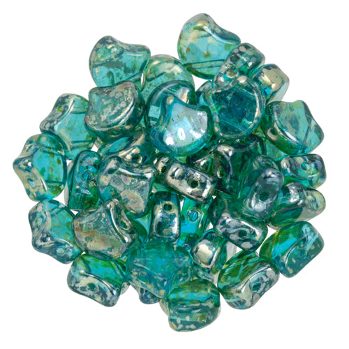 Ginko Beads, Aquamarine Rembrandt, 8 grams