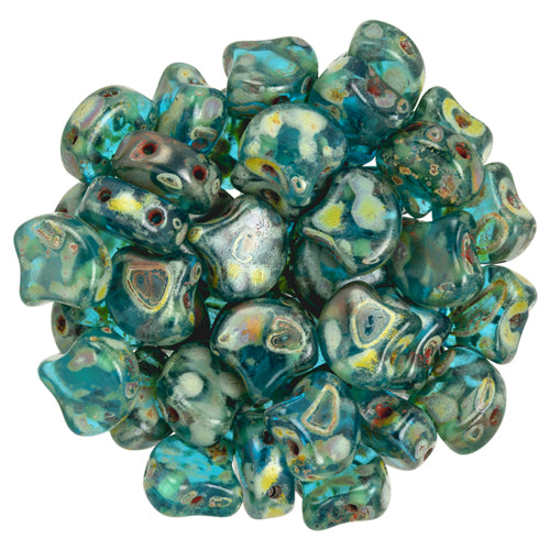 Ginko Beads, Aquamarine Picasso, 8 grams