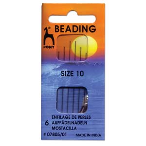 Pony Beading Needles #10, 6 pack