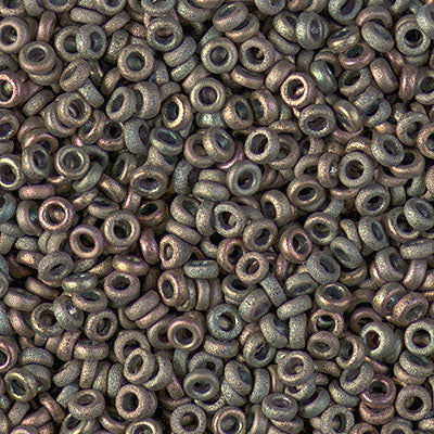 Miyuki 3mm Spacer Bead, Matte Metallic Khaki Iris, SPR3-2035, 8 grams