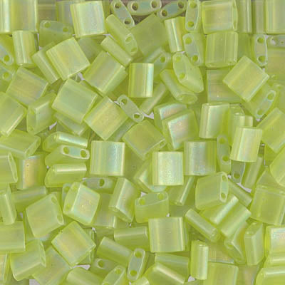 Miyuki Tila Bead, TL-0143FR, Matte Transparent Chartreuse AB, 5 grams