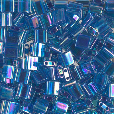 Miyuki Tila Bead, TL-0291, Transparent Capri Blue AB, 5 grams