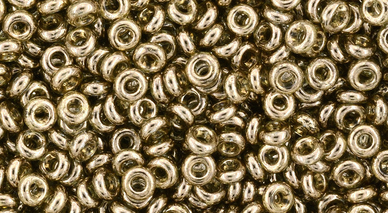 Toho Demi Round 8/0 Seed Bead, Gold-Lustered Montana Blue, TN-08-204 - Barrel of Beads