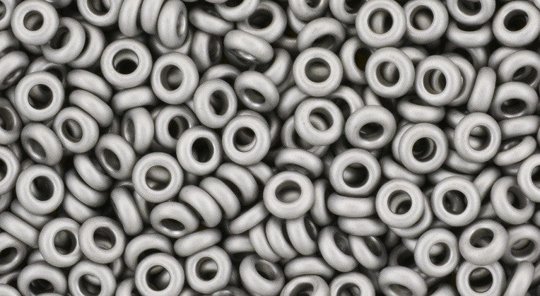 Toho Demi Round 8/0 Seed Bead, Metallic Frosted Antique Silver, TN-08