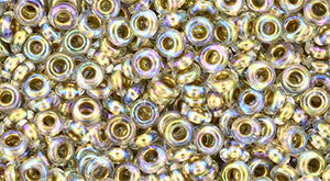 Toho Demi Round 8/0 Seed Bead, Gold-Lined Rainbow Crystal, TN-08-994 - Barrel of Beads