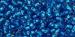 Toho 11/0 Round Japanese Seed Bead, #23C, Silver Lined Aquamarine