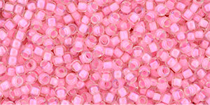 Toho 11/0 Round Japanese Seed Bead, #191B, Inside Color Transparent Rainbow Crystal/Hot Pink Lined