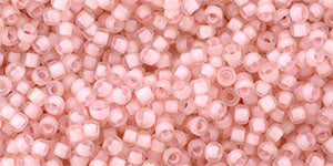 Toho 11/0 Round Japanese Seed Bead, #191F, Inside Color Rainbow Frost Crystal/Soft Pink Lined
