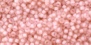 Toho 11/0 Round Japanese Seed Bead, #191F, Inside Color Rainbow Frost Crystal/Soft Pink Lined