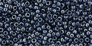 Toho 11/0 Round Japanese Seed Bead, #362, Inside Color/Transparent Luster Navy Blue