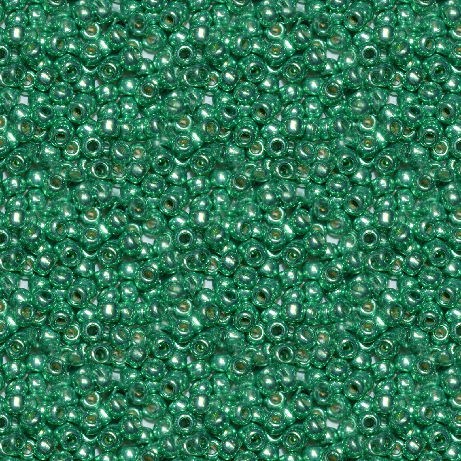 Toho 11/0 Round Japanese Seed Bead, #587PF, Spring Green Galvanized PermaFinish