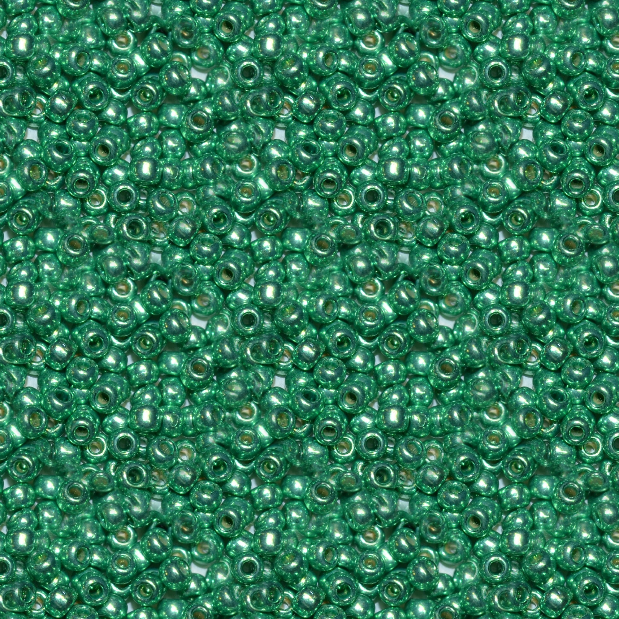 Toho 11/0 Round Japanese Seed Bead, #587PF, Spring Green Galvanized PermaFinish