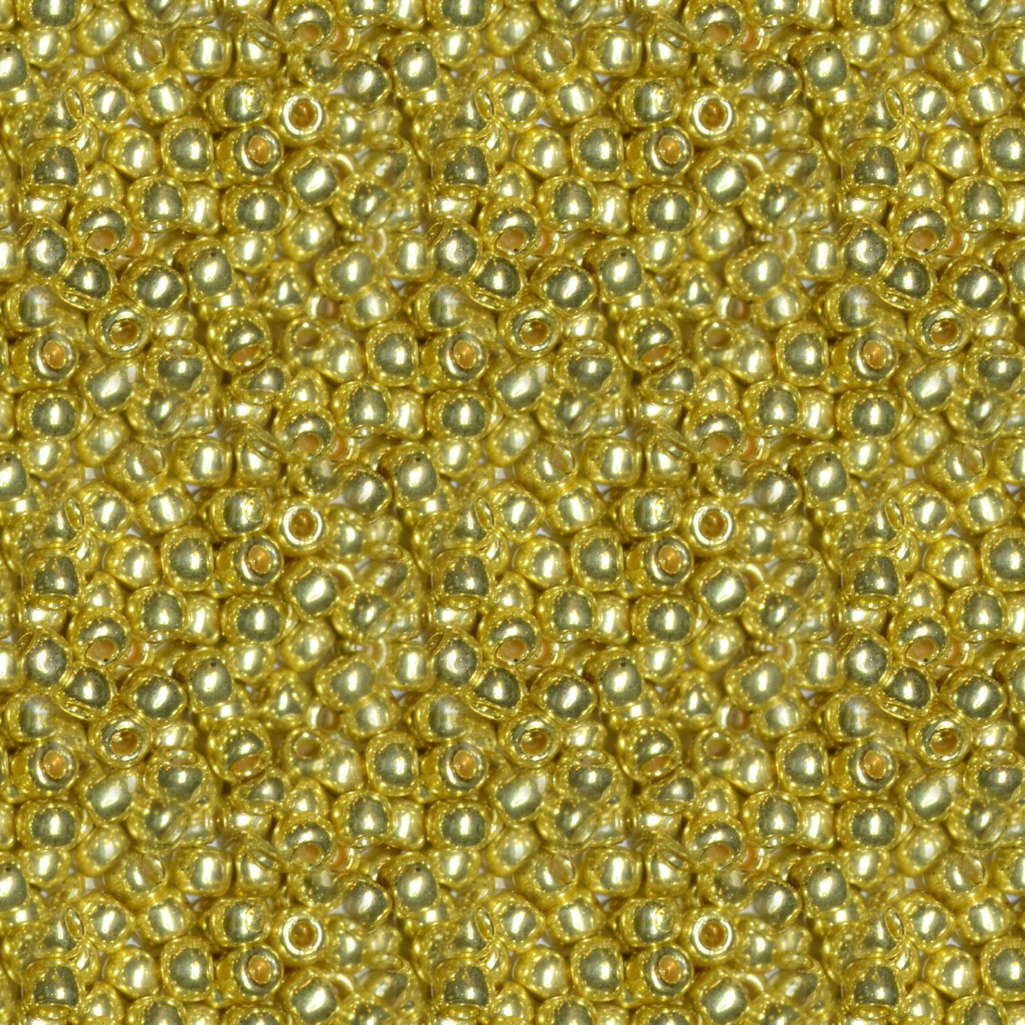 Toho 11/0 Round Japanese Seed Bead, #590PF, Lemon Gold Galvanized PermaFinish