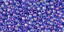 Toho 11/0 Round Japanese Seed Bead, #776, Inside Color Rainbow Aqua/Purple Lined