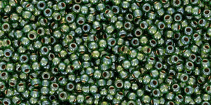 Toho 11/0 Round Japanese Seed Bead, #1007, Metallic Lined Olive