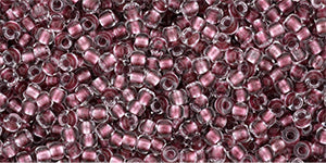 Toho 11/0 Round Japanese Seed Bead, #1015, Inside Color Crystal/Blush Lined