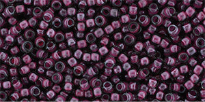 Toho 11/0 Round Japanese Seed Bead, #1075, Inside Color Crystal/Berry Wine Lined