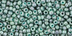 Toho 11/0 Round Japanese Seed Bead, TR11-1207, Marbled Opaque Turquoise/Blue - Barrel of Beads