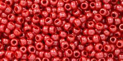 Toho 11/0 Round Japanese Seed Bead, TR11-125, Opaque Luster Cherry - Barrel of Beads