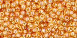 Toho 11/0 Round Japanese Seed Bead, TR11-162B, Transparent AB Medium Topaz - Barrel of Beads