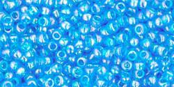 Toho 11/0 Round Japanese Seed Bead, TR11-163B, Transparent AB Dark Aqua - Barrel of Beads