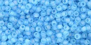 Toho 11/0 Round Japanese Seed Bead, TR11-163F, Matte Transparent AB Aqua - Barrel of Beads