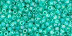 Toho 11/0 Round Japanese Seed Bead, TR11-164BF, Transparent AB Frost Dark Peridot - Barrel of Beads