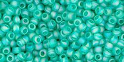 Toho 11/0 Round Japanese Seed Bead, TR11-164BF, Transparent AB Frost Dark Peridot - Barrel of Beads