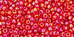 Toho 11/0 Round Japanese Seed Bead, TR11-165C, Transparent AB Ruby - Barrel of Beads