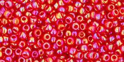 Toho 11/0 Round Japanese Seed Bead, TR11-165C, Transparent AB Ruby - Barrel of Beads