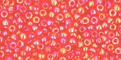 Toho 11/0 Round Japanese Seed Bead, TR11-165, Transparent AB Light Siam Ruby - Barrel of Beads