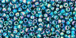 Toho 11/0 Round Japanese Seed Bead, TR11-167BD, Transparent AB Teal - Barrel of Beads
