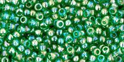 Toho 11/0 Round Japanese Seed Bead, TR11-167B, Transparent AB Grass Green - Barrel of Beads