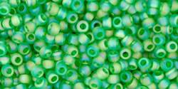Toho 11/0 Round Japanese Seed Bead, TR11-167F, Transparent AB Frost Peridot - Barrel of Beads