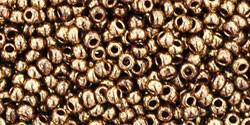 Toho 11/0 Round Japanese Seed Bead, TR11-1705, Gilded Marble Brown - Barrel of Beads