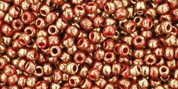 Toho 11/0 Round Japanese Seed Bead, TR11-1708, Gilded Marble Orange - Barrel of Beads