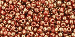 Toho 11/0 Round Japanese Seed Bead, TR11-1708, Gilded Marble Orange - Barrel of Beads