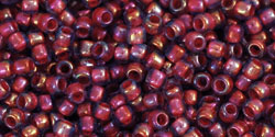 Toho 11/0 Round Japanese Seed Bead, #1824, Inside-Color AB Alex/Opaque Orange Lined