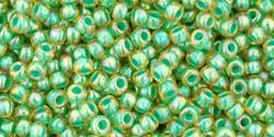 Toho 11/0 Round Japanese Seed Bead, TR11-1830, Inside Color AB Light Jonquil/Mint Lined - Barrel of Beads