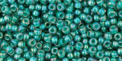 Toho 11/0 Round Japanese Seed Bead, #1833, Inside Color Rainbow Lt Sapphire/Opaque Teal Lined