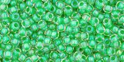 Toho 11/0 Round Japanese Seed Bead, TR11-184, Inside Color Luster Crystal/Spearmint Lined - Barrel of Beads