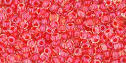 Toho 11/0 Round Japanese Seed Bead, TR11-185, Inside Color Luster Crystal Coral - Barrel of Beads