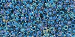 Toho 11/0 Round Japanese Seed Bead, TR11-188, Inside Color Luster Crystal/Capri Blue Lined - Barrel of Beads