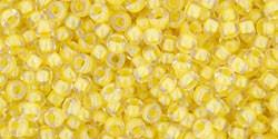 Toho 11/0 Round Japanese Seed Bead, TR11-192, Inside Color Crystal/Yellow Lined - Barrel of Beads