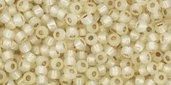 Toho 11/0 Round Japanese Seed Bead, #2109PF, Silver Lined Milky Jonquil PermaFinish